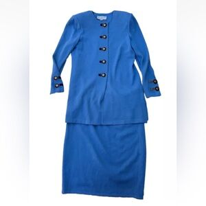 St John collection by marie gray 3 Piece Skirt Set BluE  Small Skirt Size 4